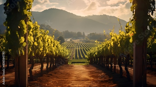 panoramic view of vineyard in Chianti, Tuscany, Italy