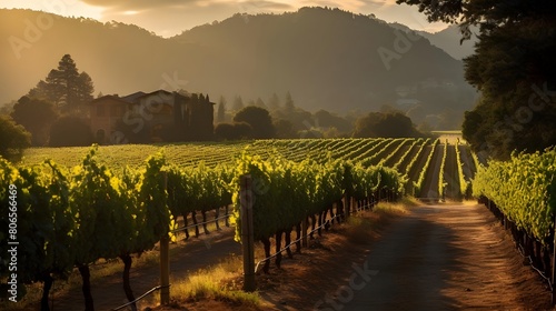 panoramic view of vineyard in Tuscany, Italy