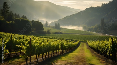 Panoramic view of vineyards in Chianti, Tuscany, Italy