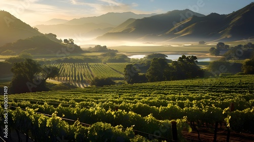 Vineyards in the late afternoon light, South Island, New Zealand