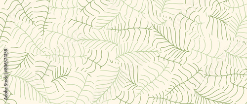 Abstract foliage botanical background vector. Green color wallpaper of tropical plants, palm leaves, leaf branches, leaves. Foliage design for banner, prints, decor, wall art, decoration.