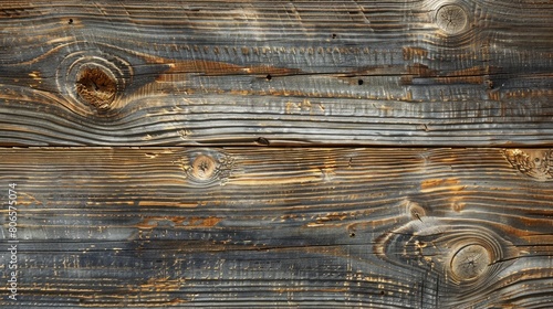 Detailed view of a weathered wooden wall with paint peeling off, revealing its natural texture and aged appearance