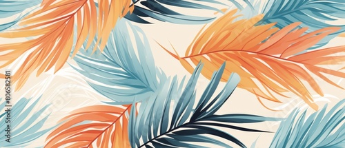 Palm branch trendy seamless pattern with hand drawn elements. Abstract tropical background. Great for fabric, textile Vector