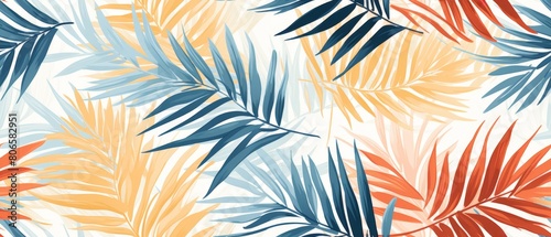 Palm branch trendy seamless pattern with hand drawn elements. Abstract tropical background. Great for fabric, textile Vector
