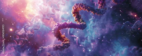 DNA double helix in a pink and blue backdrop