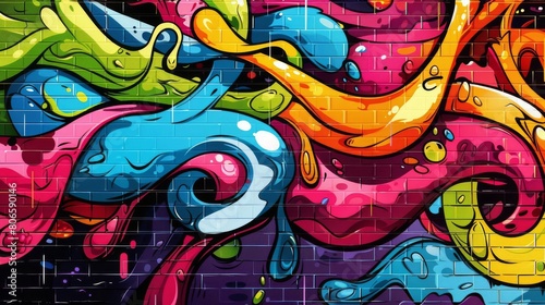 Creative laptop wallpaper with a graffiti art design, adding a burst of color and urban flair to your device