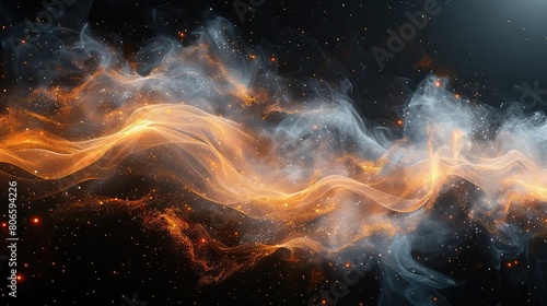 Abstract Fractal background with fire and smoke 3d rendering