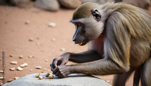 a-baboon-using-a-rock-to-crack-open-nuts-demonstr- 3