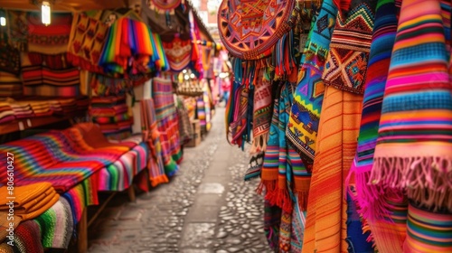 Vibrant South American market textiles and crafts showcase