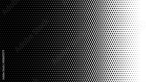 Halftone Square Pixels Pattern. Faded Shade Background. Grid Gradation BG. Black Screentone Diffuse Background. Overlay Texture. Abstract Patern for Design Comic Prints. Vector Illustration.