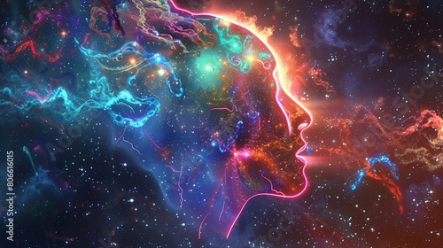 A head filled with stardust, synapses like supernovae, the mind's infinite frontier