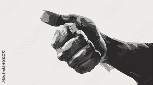 Monochrome blurred silhouette of left hand thumb up vector