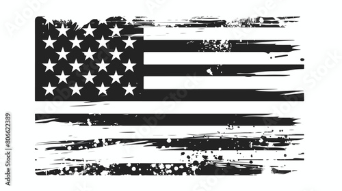Monochrome silhouette sticker with united states flag