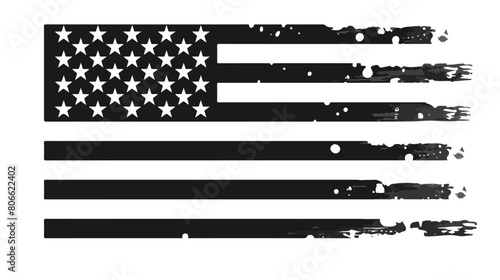 Monochrome silhouette sticker with united states flag