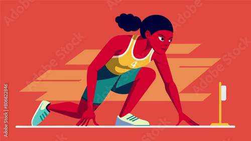 As she prepares for the 800meter race the heptathlete draws on all her physical and mental strength knowing that this event will test her endurance. Vector illustration