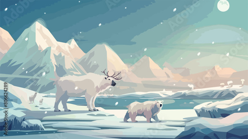 North pole animal background Vector illustration. vector
