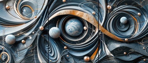 Abstract Cosmic Artwork with Symmetrical Patterns