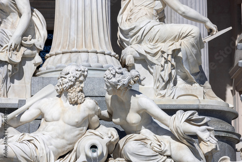 Details of Pallas Athena Fountain in front of Austrian Parliament Building, Vienna, Austria