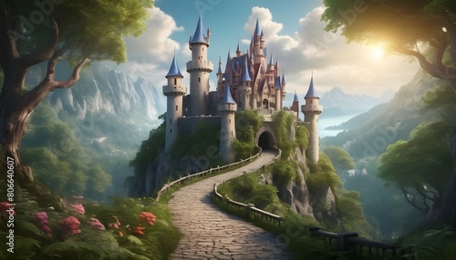 Whimsical Fairytale Castle Nestled In A Lush Enc Upscaled 4