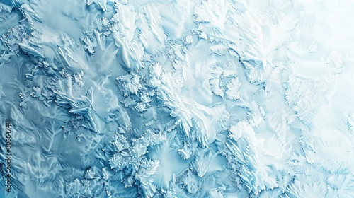 Polar blue and arctic white design simulating frostbite on an ice-like surface.