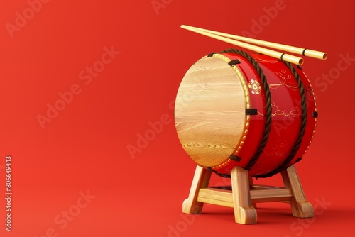 3d illustration of japanese taiko drum on background