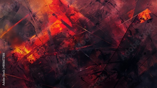 Crimson Chaos: An Abstract Inferno. Rage mood. Abstract bright background. 
