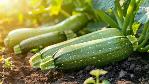 Sunny day zucchinis growing in garden fresh ingredients for healthy meals. Concept Gardening Tips, Healthy Recipes, Fresh Produce, Homegrown Vegetables, Sunny Day Harvest