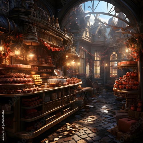 3d rendering of a bakery in the old town of Gdansk