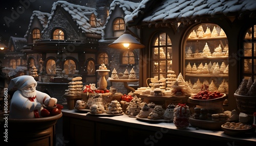 Christmas market in Gdansk, Poland. Christmas market with gingerbread and sweets
