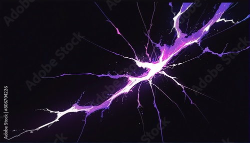 purple lightning impact effect on plain black background from Generative AI