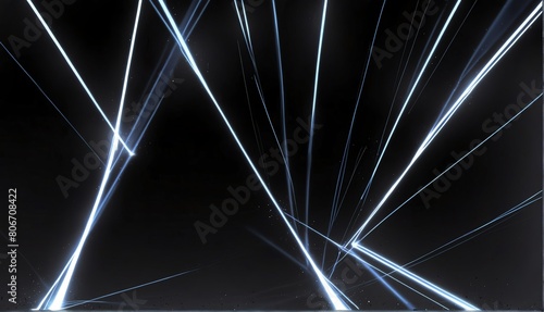 white neon rays zoom motion effect on plain black background from Generative AI