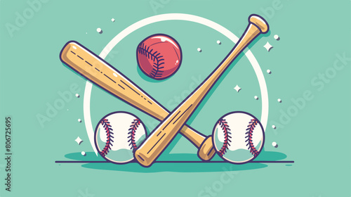 Ball and bats of baseball flat style icon design Sport
