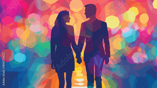 Blurred colorful faceless couple in suit informal 