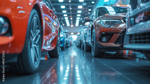 In the expansive showroom of the automotive dealership, rows of vehicles stand ready for inspection, showcasing the diversity and innovation inherent in the automotive business ind