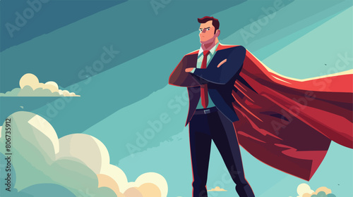 Businessman with hero cape avatar character Vector illustration