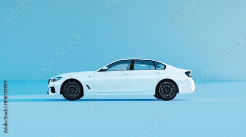 Sleek White Sedan Exuding Luxury on a Turquoise Canvas - Generative AI