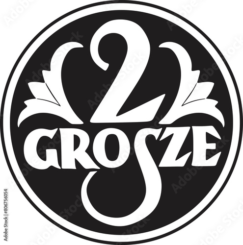 Poland 2 Grosze coin vector design handmade silhouette.