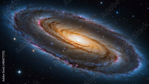 Spiral galaxy with brilliant starlight and cosmic dust lanes