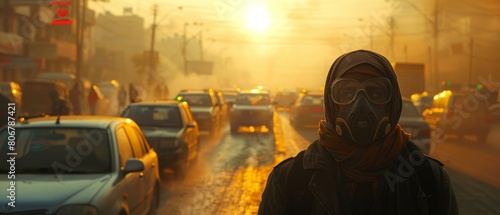 Vehicle emissions and industrial pollutants blanket urban areas, creating a toxic smog that infiltrates lungs, leading to respiratory ailments like asthma and bronchitis.
