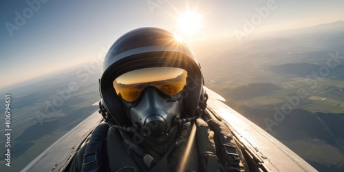 Portrait of a pilot in a fighter plane