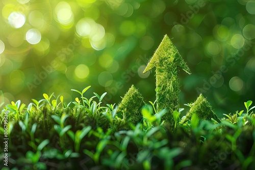 upwardpointing green grass arrows symbolizing ecofriendly progress and sustainable growth digital illustration
