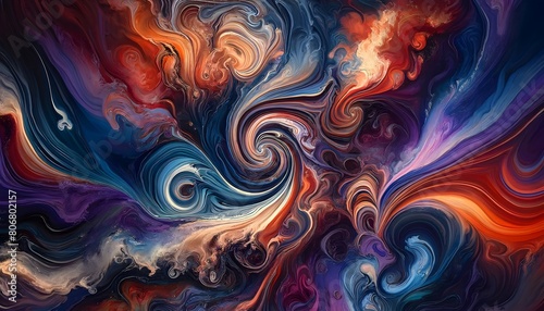  Abstract fluid art with swirling colors and textures.. Abstract background 