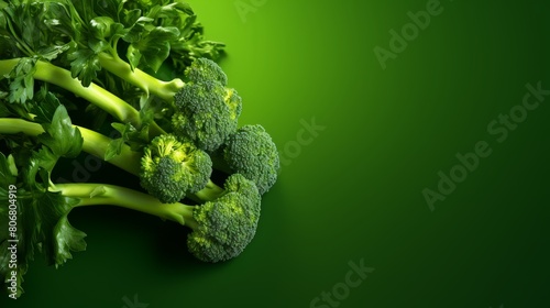 A vibrant bunch of broccoli arranged on a lush green background
