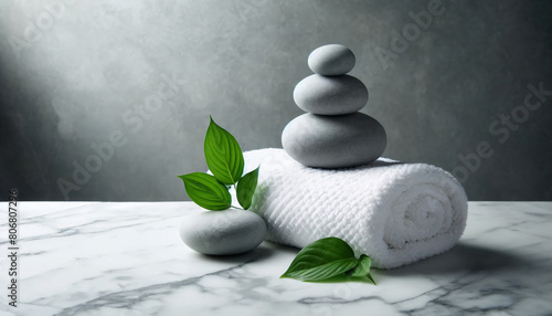 zen stones and leaf spa setting