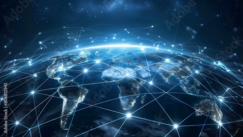 Global internet business network connecting people worldwide through various communication technologies and services. Concept Internet Connectivity, Business Networking, Communication Technologies