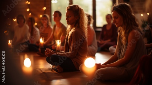 A group of women meditating in a yoga studio
