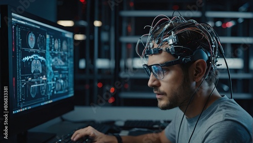 IT expert using EEG headset and machine learning to upload brain into computer, gaining immortality. Computer scientist develops AI experiment, inserting his persona into cyberspace