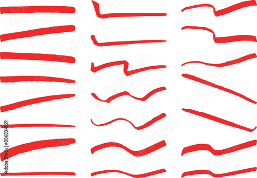 イラスト素材：ライン素材のあしらい 手書きのシンプルでかわいい罫線 赤. simple hand draw red borders