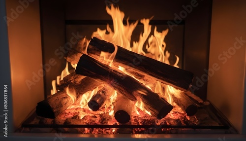 burning fireplace with crackling fire noise create with ai