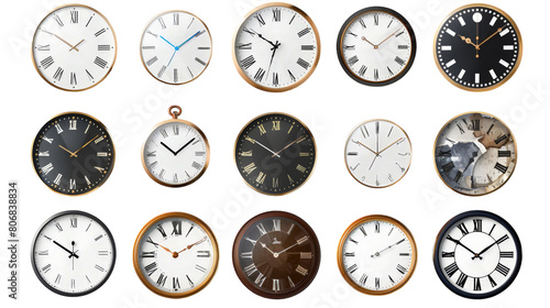 Realistic Wall Clocks on transparent background